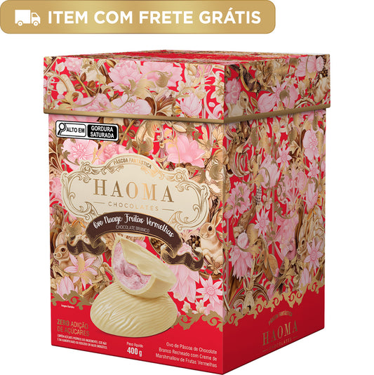 Ovo de Chocolate Branco com Recheio de Nuage Frutas Vermelhas 400g